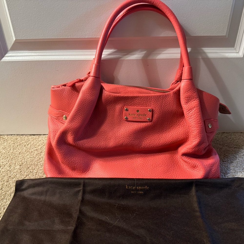 Kate Spade Coral Shoulder Bag with Gold Accents